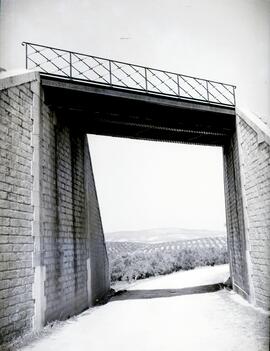 Pontón metálico de la línea de Puente Genil a Linares, sobre carretera y situado entre los km 30/...