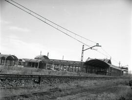 Depósito de vapor y tracción eléctrica de la estación de Miranda de Ebro de la línea de Madrid a ...