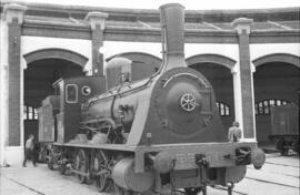 Exposición de material ferroviario en el depósito de la estación de Villanueva y Geltrú, con moti...