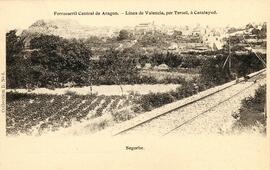 Tramo de vías a la entrada de Segorbe, en la línea de Calatayud a Valencia por Teruel del Ferroca...
