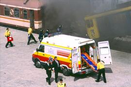 Ambulancia en el simulacro de accidente ferroviario