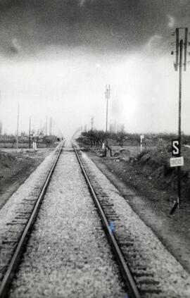 Vista de la revisión reducida de vía realizada en el km 161,700 de la línea de Zaragoza a Barcelo...