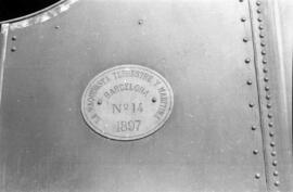 Placa de fabricación de la locomotora de vapor nº 23 "Ernesto Guilhou" de rodaje 030 T,...