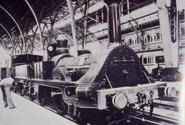 Locomotora Mataró del Tren del Centenario del Ferrocarril en España 1848 - 1948, detenido en la e...