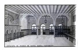 Reproducción de una ilustración del interior del edificio de viajeros de la estación de El Puerto...