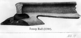 Dibujo en blanco y negro de raíl, Jessop (1789).
