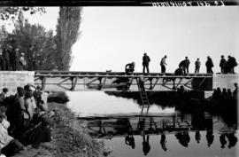 Puente metálico de Tomelloso en la línea de Argamasilla de Alba a Tomelloso, también denominada d...