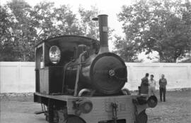 Exposición de material ferroviario en el depósito de la estación de Villanueva y Geltrú, con moti...