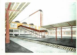 Ilustraciones y planos del proyecto de instalación de andenes móviles y ascensores de la estación...