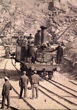[En el reverso, el texto]: 2. Canteras del puerto de Tarragona. 1867. Locomotora nº 24 de la comp...