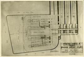 Reproducción fotográfica del plano del proyecto de la estación central de enlace ferroviario, aut...