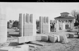 Obras de construcción de la nueva estación de Toledo.  Línea Castillejo-Toledo