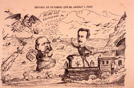 Caricatura sobre el ferrocarril de Barcelona a Vilanova, publicada en el periódico "La Esque...