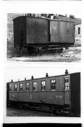 Reproducción de fotografías antiguas de las locomotoras y coches del FC de Puertollano a Peñarroya
