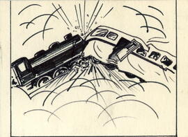 Ilustración de una colisión de una locomotora de vapor contra un automotor