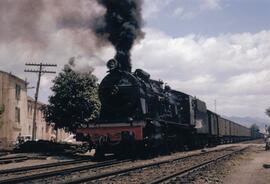 Composición de mercancías remolcada por la locomotora de vapor Mastodonte 240 - 2261 (serie RENFE...