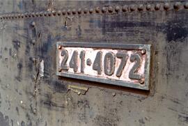 Placa de matriculación de la locomotora de vapor 241 - 4072 de RENFE (serie RENFE 241-4067 a 4094...