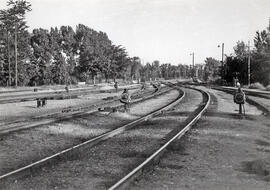 Señales en la estación de Aranjuez de la línea de Madrid a Alicante