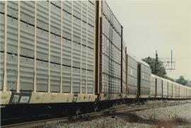Tren nº 9 CONRAIL transportando contenedores, a su paso por Porter (Nueva York). Remolcado por do...