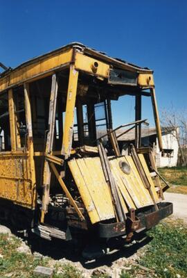 Testero del tranvía nº 1 de Granada antes de restaurar. Granada año 1987
