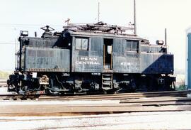 Vista de la locomotora eléctrica, de la Compañía NYC, en las instalaciones del Illinois Railway M...