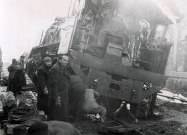 Descarrilamiento de locomotora 141 en la estación de Arcos de Jalón