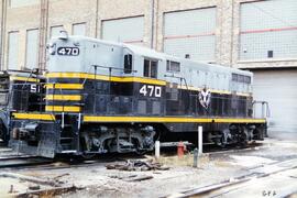 Vista de la locomotora diesel BRC-470 (GP7), de la Compañía Belt Railway of Chicago. Construida p...