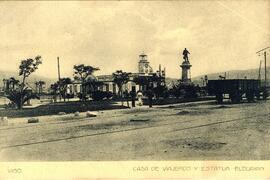 Casa de viajeros y estatua Elduayan en Vigo