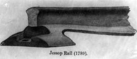 Dibujo en blanco y negro de raíl, Jessop (1789).