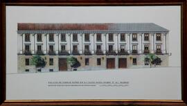 Grabado iluminado titulado `Palacio de Fernán Núñez.´