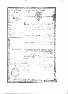 Reproducción fotográfica de un pasaporte para el interior del país, emitido en 1835 por la Polici...