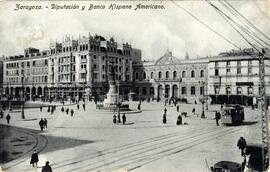 Vista general de la plaza de la Constitución de Zaragoza, del edificio de la Diputación Provincia...