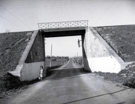 Paso inferior sobre la carretera de Jaén a Córdoba, situado en el km 89,849 de la línea de Puente...