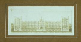 Dibujo de alzado arquitectónico de la fachada de la estación de Toledo