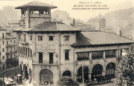 Vista general de la estación de los ferrocarriles vascongados de Bilbao, también denominada estac...