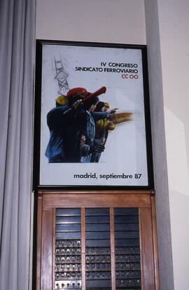 Cartel del IV Congreso del Sindicato Ferroviario de Comisiones Obreras (CCOO), celebrado en Madri...