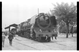 Exposición de material ferroviario en el depósito de la estación de Villanueva y Geltrú, con moti...