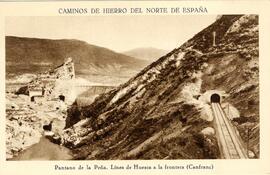 Vista panorámica del pantano de la Peña desde la línea de Huesca a la frontera, en el término de ...