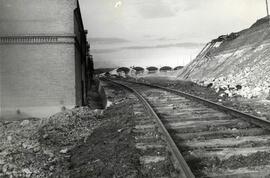 Vista en primer plano de una vía muerta de la estación de clasificación de Cerro Negro de la líne...