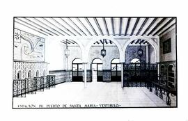 Reproducción de una ilustración del interior del edificio de viajeros de la estación de El Puerto...