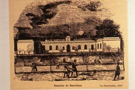 Estación de Barcelona del ferrocarril de Barcelona a Mataró, primer ferrocarril peninsular inaugu...