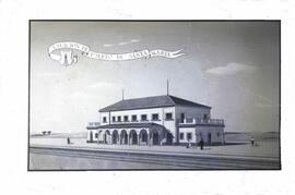 Reproducción de una ilustración del exterior del edificio de viajeros de la estación de El Puerto...