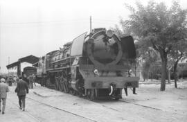 Exposición de material ferroviario en el depósito de la estación de Villanueva y Geltrú, con moti...