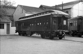 Exposición de material rodante en el antiguo depósito de la estación de Vilanova i La Geltrú, con...