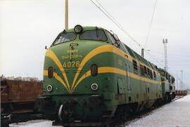 Locomotora diésel hidromecánica 340 - 026 - 4 de la serie 340 - 001 a 032 de RENFE, ex. 4026 de l...