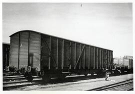 Vagón cerrado PNN FVE 17.150 en la estación de Alcázar de San Juan