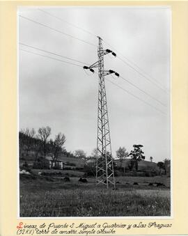 Líneas de Puente San Miguel a Guarnizo y a Las Fraguas (52 kv) Torre de amarre, simple circuito