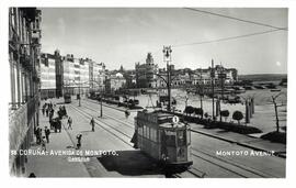 Vista de la Avenida de Montoto de La Coruña y tranvías