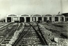 Depósito de automotores de la estación de Cerro Negro. Línea de Madrid a Barcelona