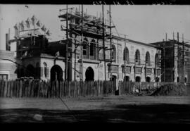 Obras de construcción de la nueva estación de Toledo. línea Castillejo-Toledo